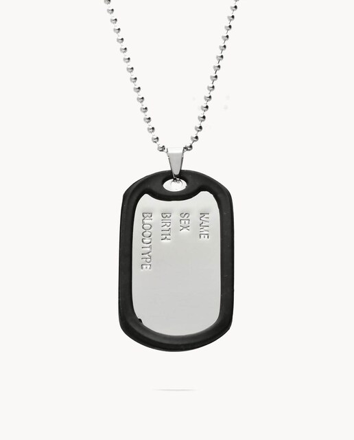 Imagen 0 de Colgante de hombre placa militar identificativa de acero inoxidable y caucho