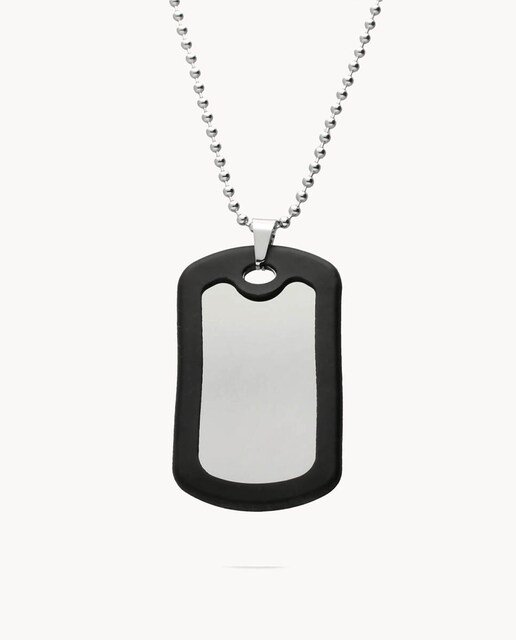 Imagen 0 de Colgante de hombre placa militar para grabar de acero inoxidable y caucho