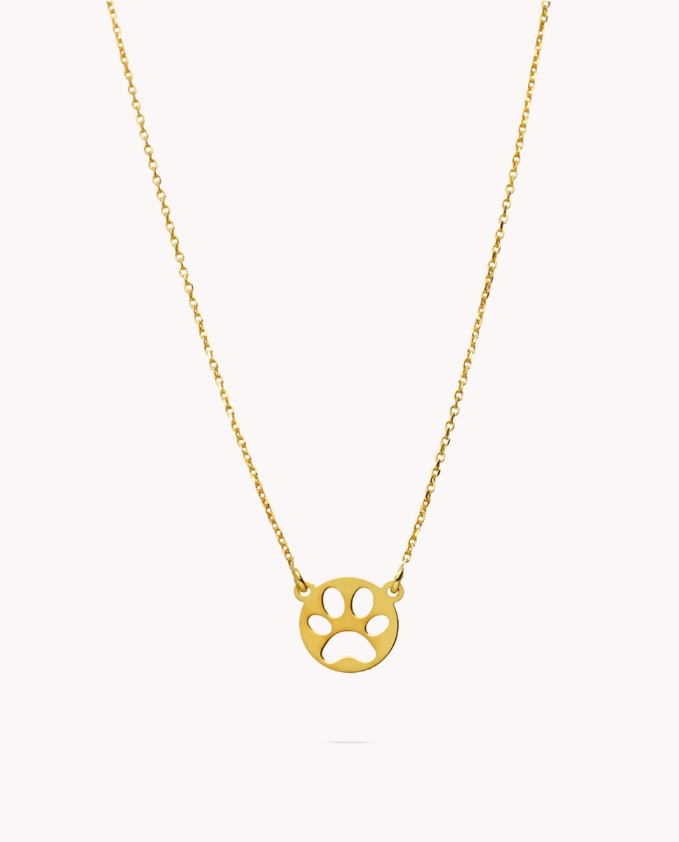 Imagen 1 de Collar  de plata de ley 925 bañada en oro con motivo huella Oro