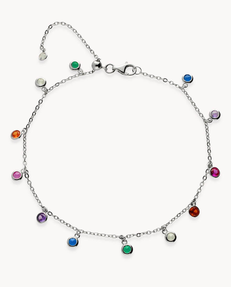 Tobillera Arcoiris De Verano Colgante de plata bañada en rodio - OKsilver - Multicolor Multicolor-1