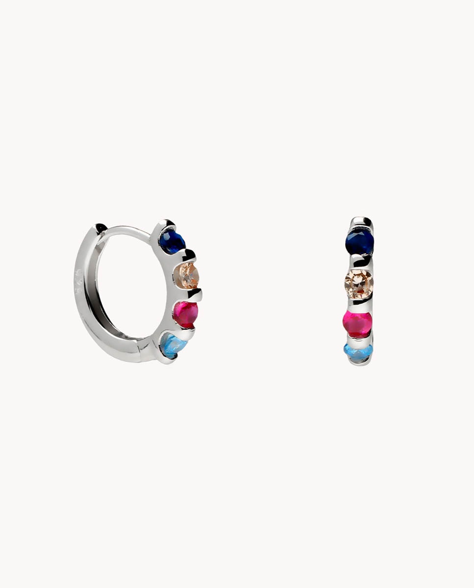 Imagen 0 de Pendientes de aro  alice colorida de plata de ley 925 bañada en rodio Multicolor
