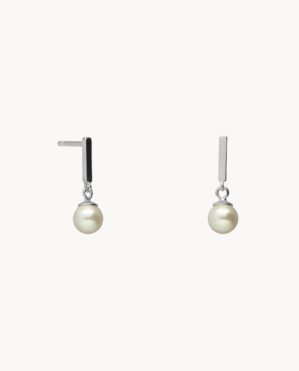 Pendientes Perla cultivada torre de plata de ley 925 bañada en rodio - OKsilver - Plateado Plateado-1