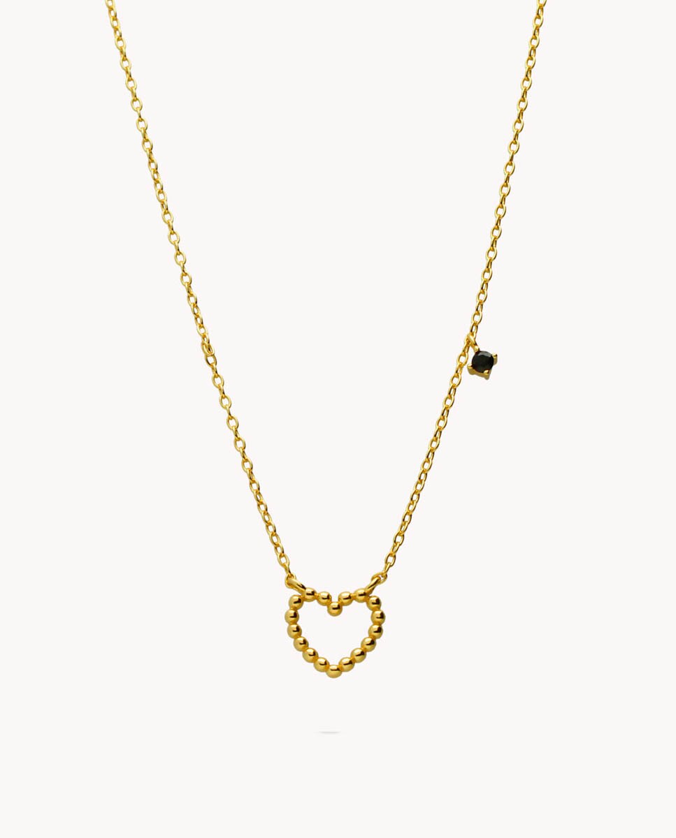 Collar Corazón luz negra de plata de ley 925 bañada en oro Oro-1