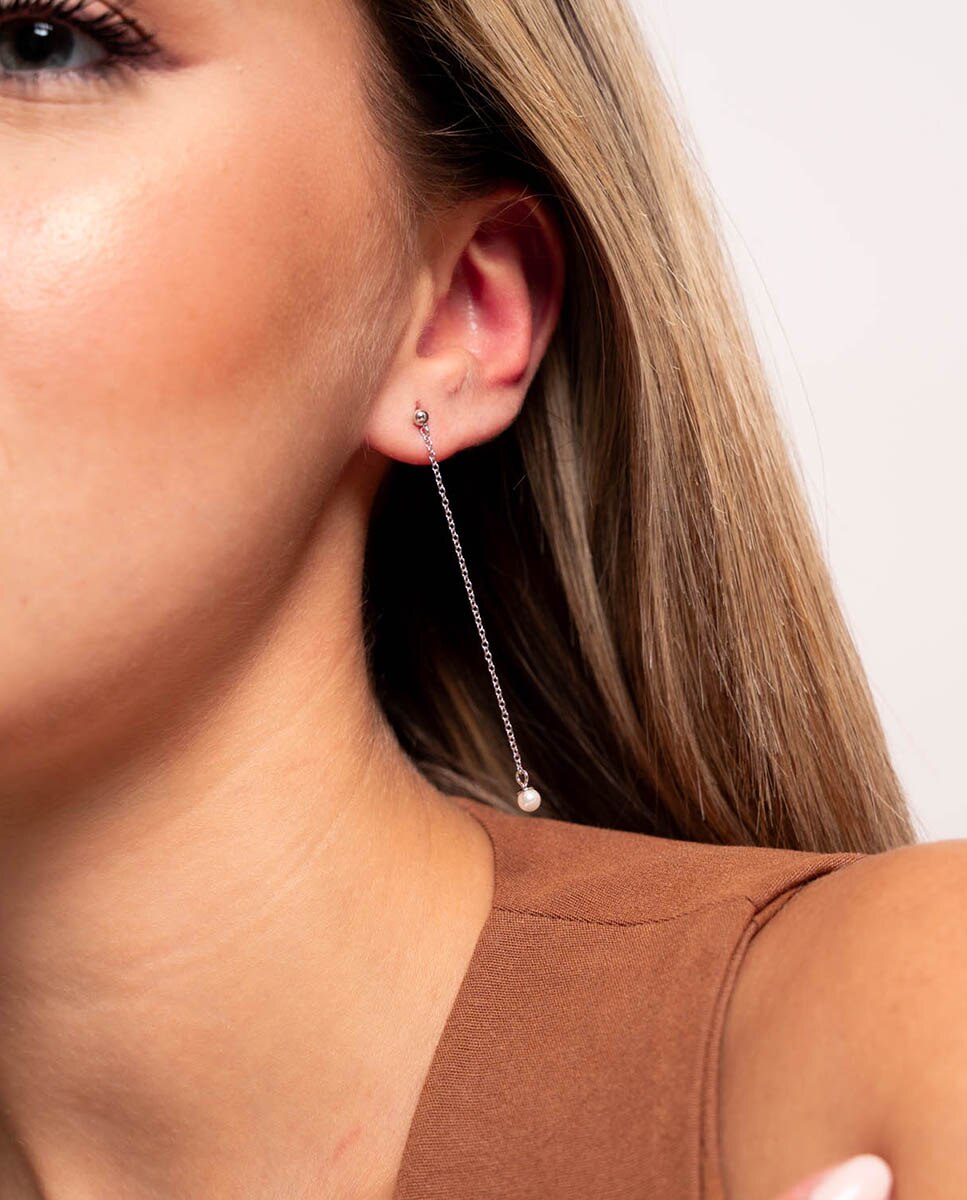 Pendientes Perla Baila de plata bañada en rodio - OKsilver - Plateado Plateado-2