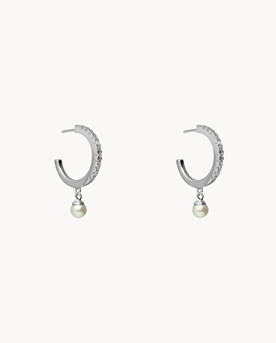 Pendientes Perla Princesa de plata bañada en rodio - OKsilver - Plateado Plateado-1