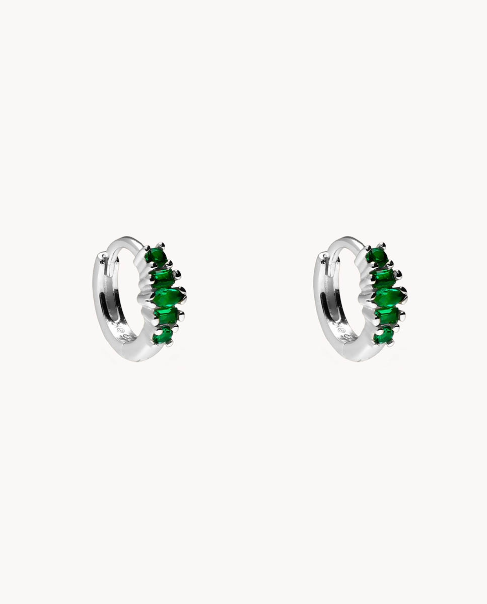 Pendientes de aro Cactus de plata de ley 925 bañada en rodio - OKsilver - Verde Verde-1