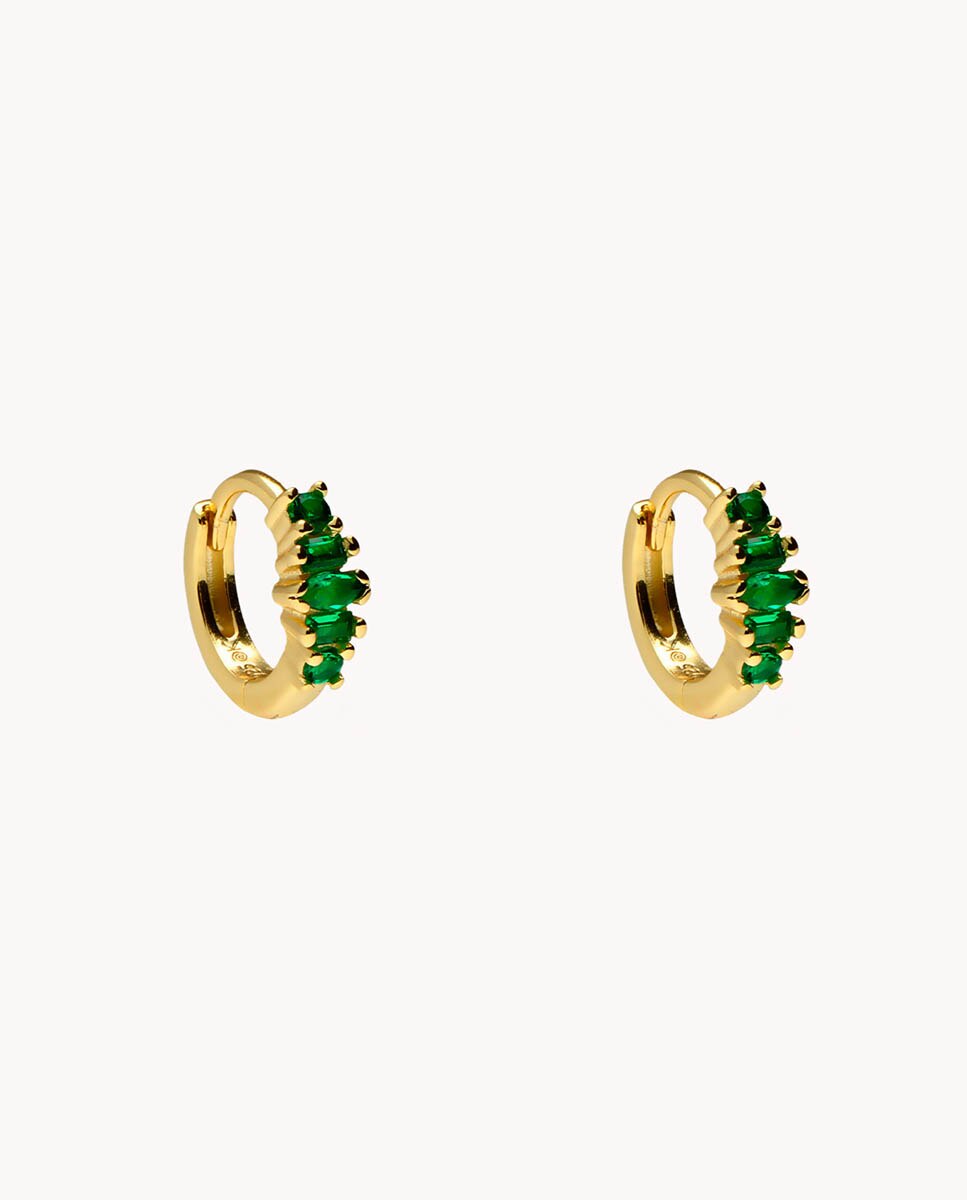Pendientes de aro Cactus de plata de ley 925 bañada en oro - OKsilver - Verde Verde-1