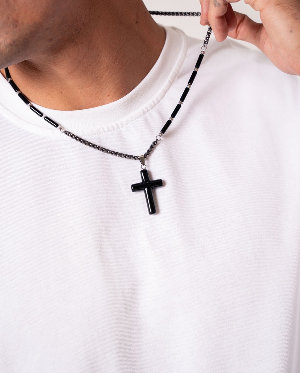 JewelryWe Collar Cruz Ortodoxa Hombre: Colgante Jesús Vintage De Acero Inoxidable Joyería Cristiana Amuleto Hipoalergénico - Para Rezar Protección Uso Diario Regalos