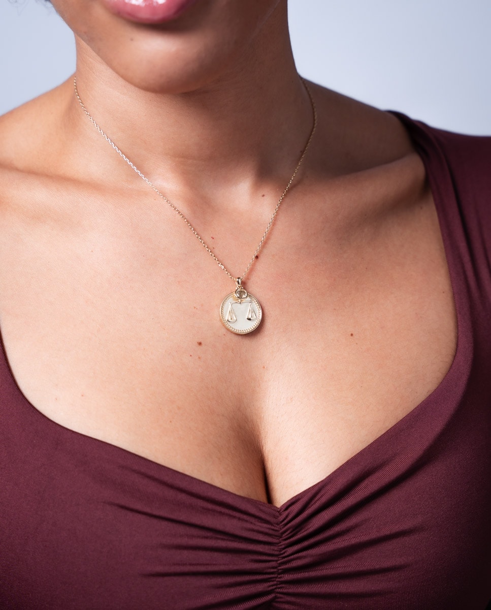 Colgante Horóscopo libra de plata de ley bañada en oro Oro-2