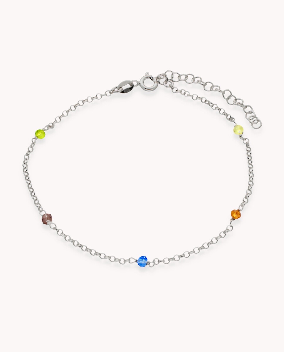 Tobillera verano en color de plata de ley 925 bañada en rodio - OKsilver - Multicolor Multicolor-1