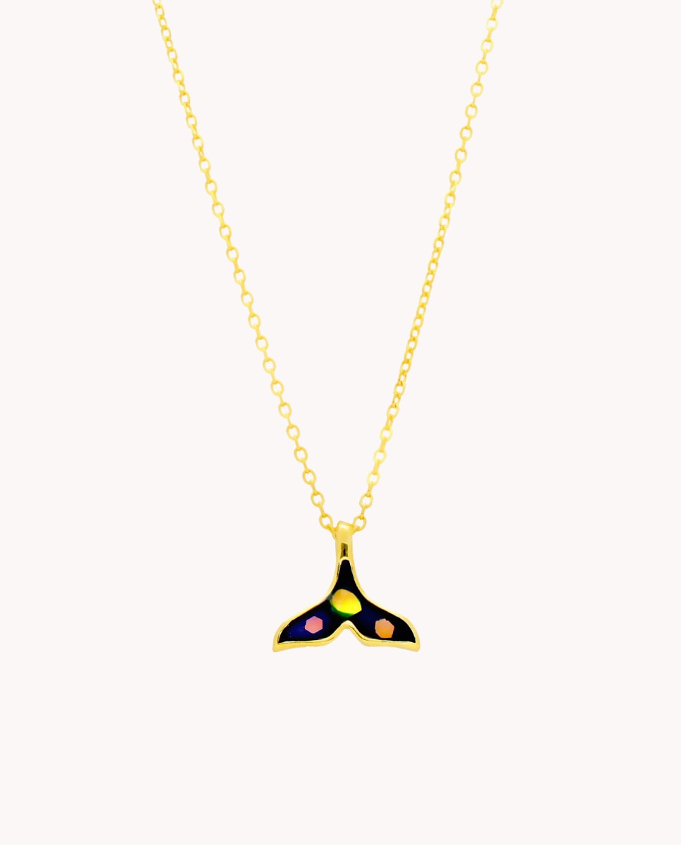 Collar cola de ballena esmalte aguas de plata de ley 925 bañada en oro - OKsilver - Dorado Dorado-1