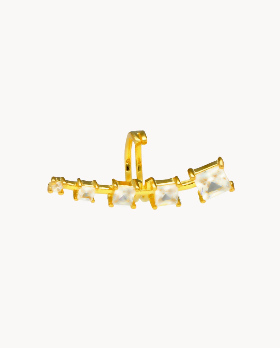 Pendiente individual ear cuff luces abrazar de plata de ley 925 bañada en oro - OKsilver - Dorado Dorado-1