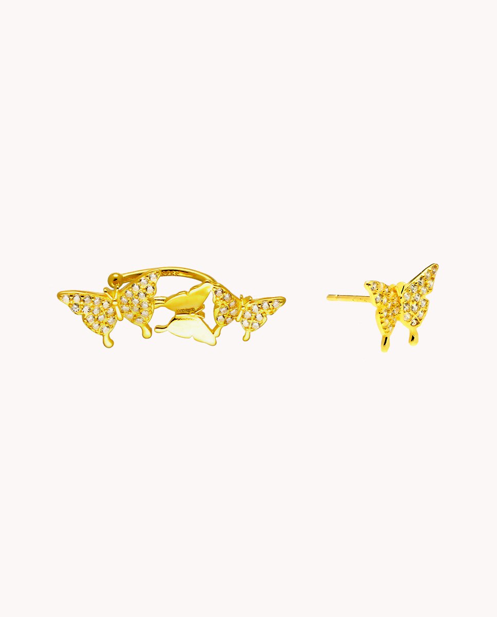 Pendientes mariposas volare de plata de ley 925 bañada en oro - OKsilver - Dorado Dorado-1