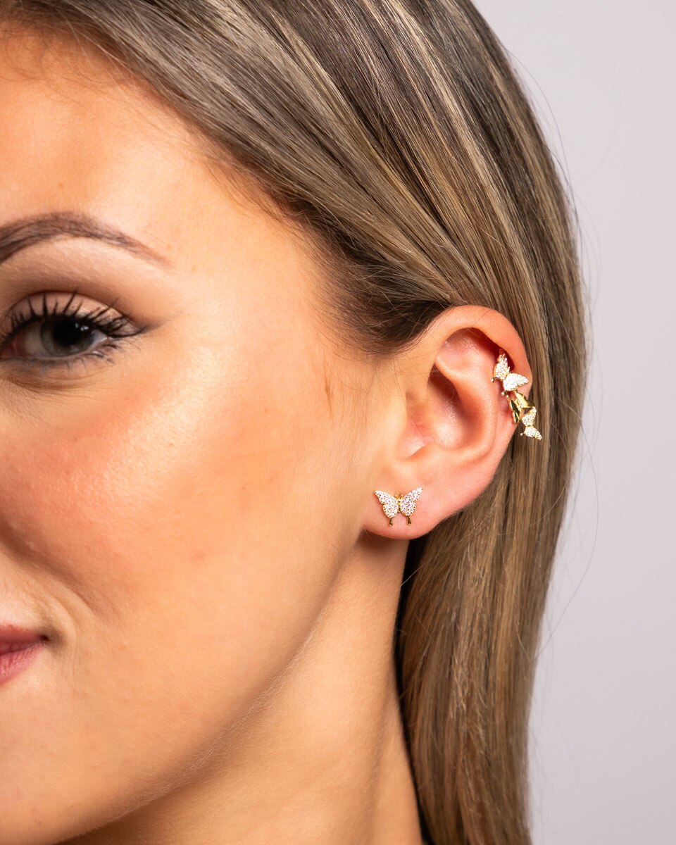 Pendientes mariposas volare de plata de ley 925 bañada en oro - OKsilver - Dorado Dorado-2