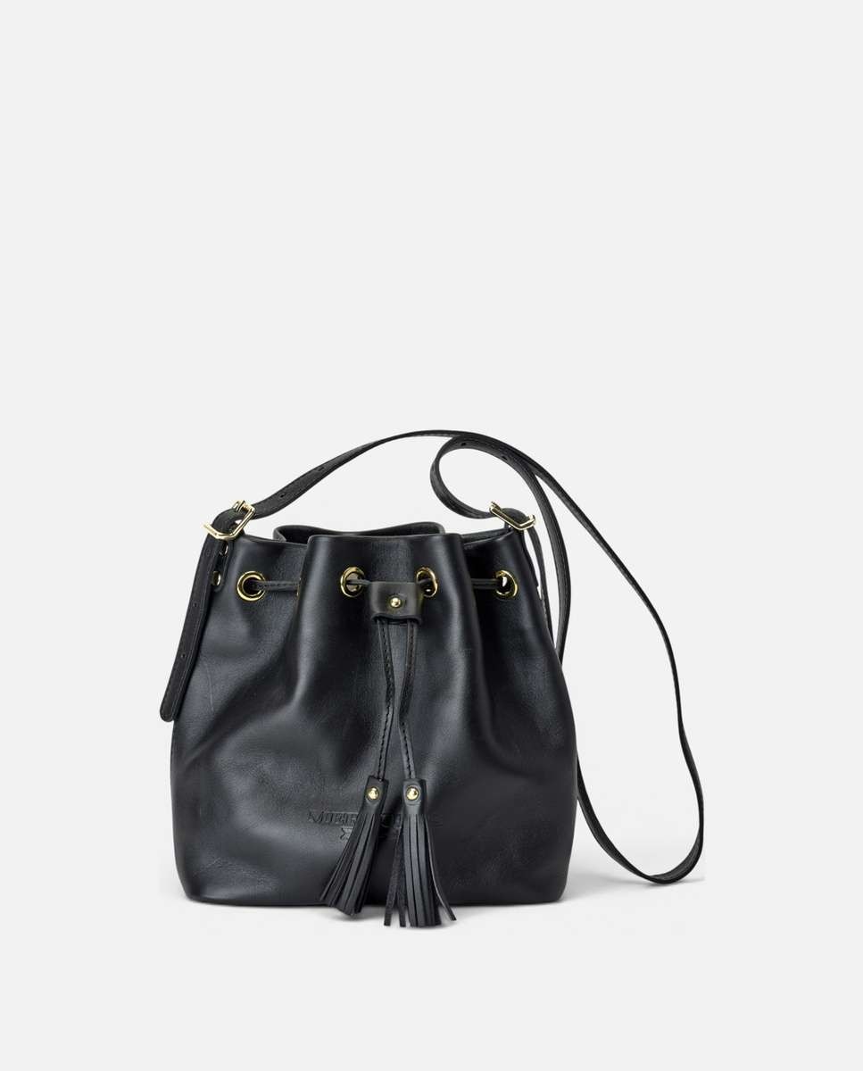 Bolso de hombro pampa de piel mediano bombonera - Mercules - Negro Negro-1