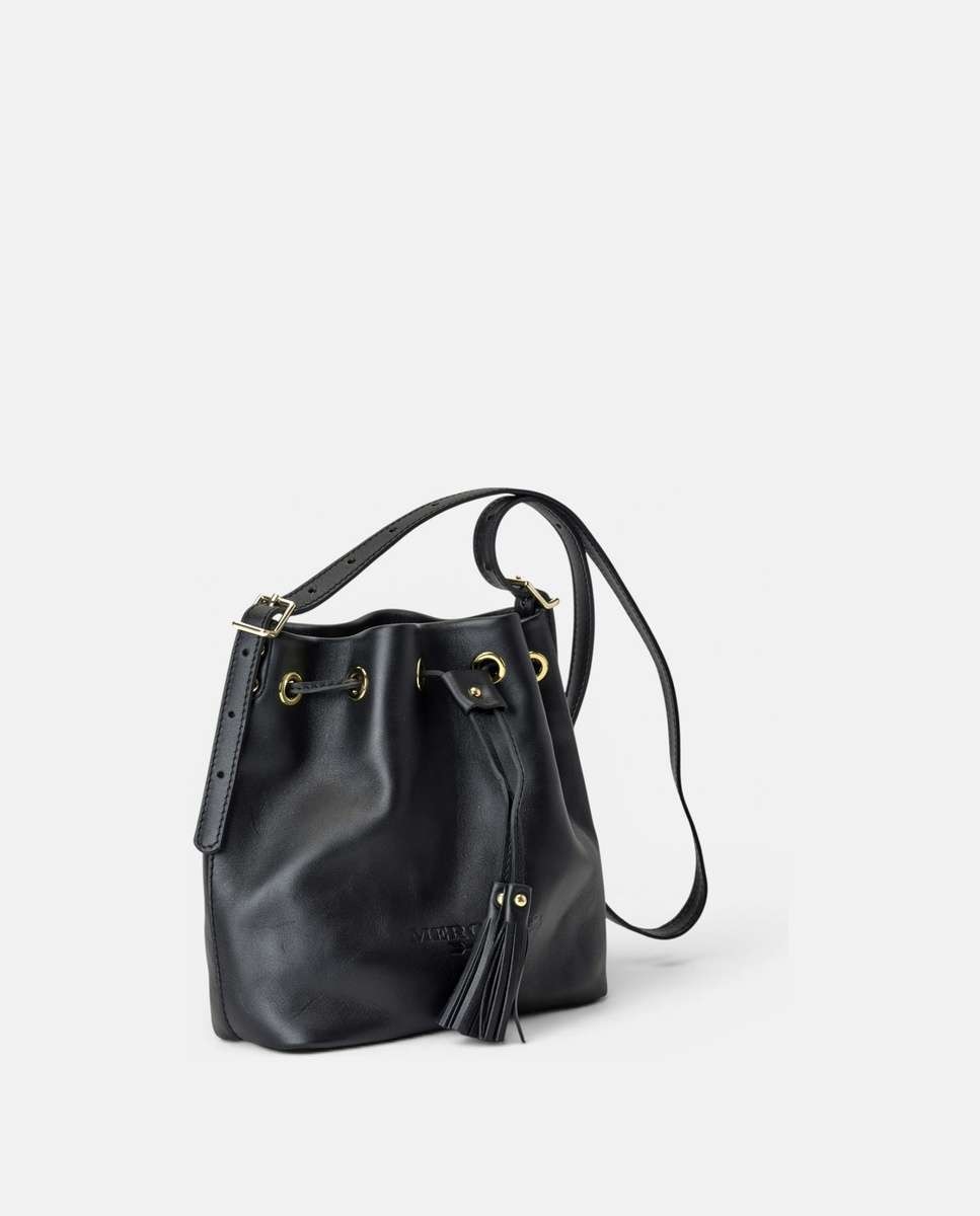 Bolso de hombro pampa de piel mediano bombonera - Mercules - Negro Negro-3