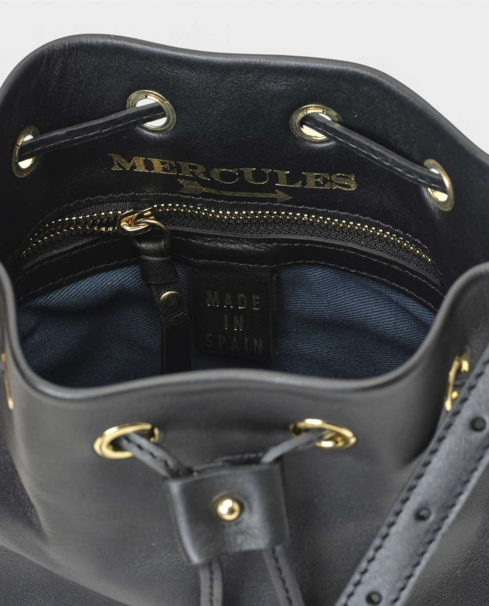 Bolso de hombro pampa de piel mediano bombonera - Mercules - Negro Negro-2