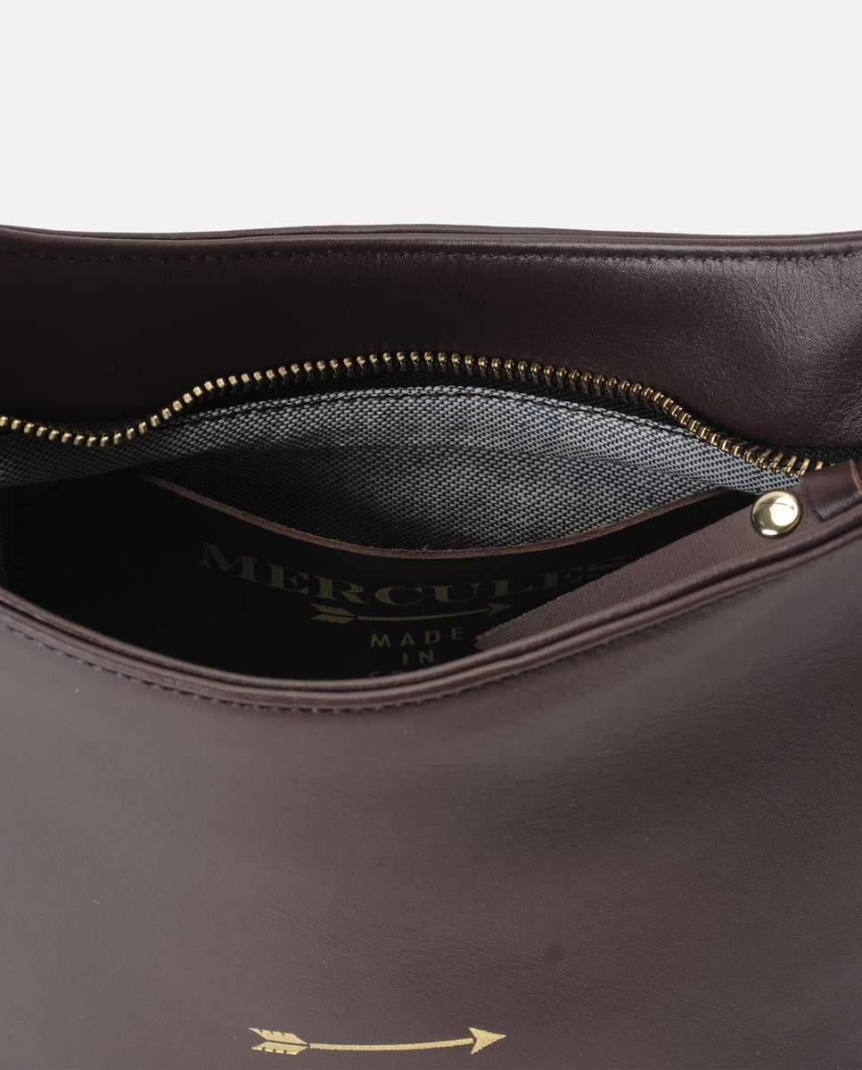 Bolso de hombro corbet de piel mediano - Mercules - Marrón oscuro Marrón oscuro-2