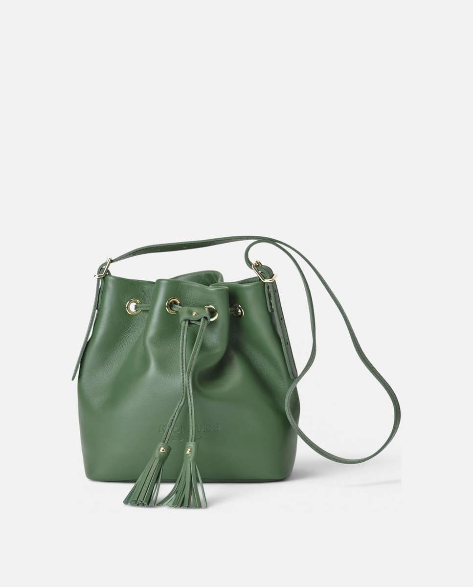 Bolso de hombro pampa de piel mediano bombonera - Mercules - Verde Verde-1