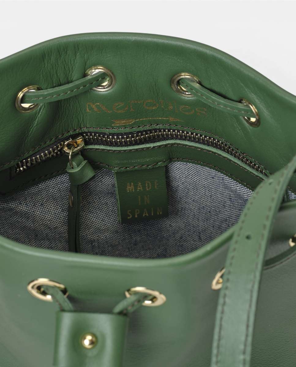Bolso de hombro pampa de piel mediano bombonera - Mercules - Verde Verde-3