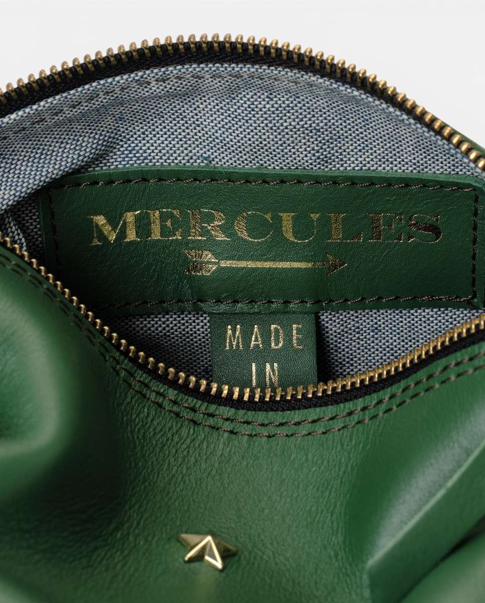 Bolso pequeño wasp de piel pequeño forma ovalada - Mercules - Verde Verde-4