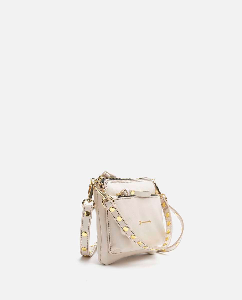Bolso pequeño de piel bugsy con cierre cremallera - Mercules - Blanco Blanco-4