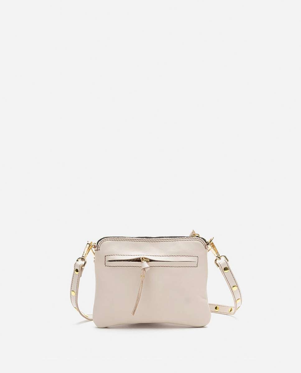 Bolso pequeño de piel bugsy con cierre cremallera - Mercules - Blanco Blanco-3