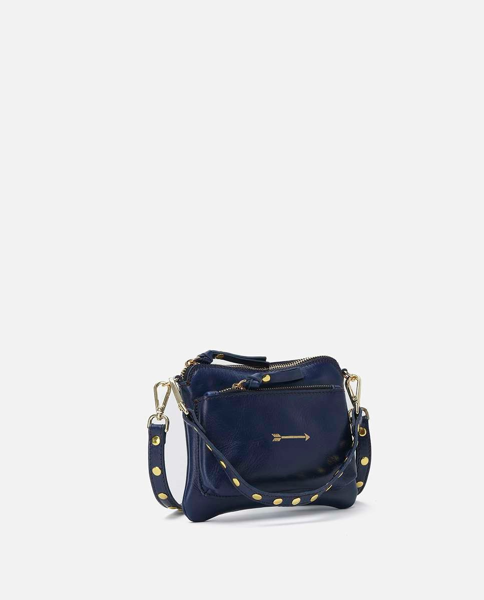 Bolso pequeño de piel bugsy con cierre cremallera - Mercules - Azul marino Azul marino-4