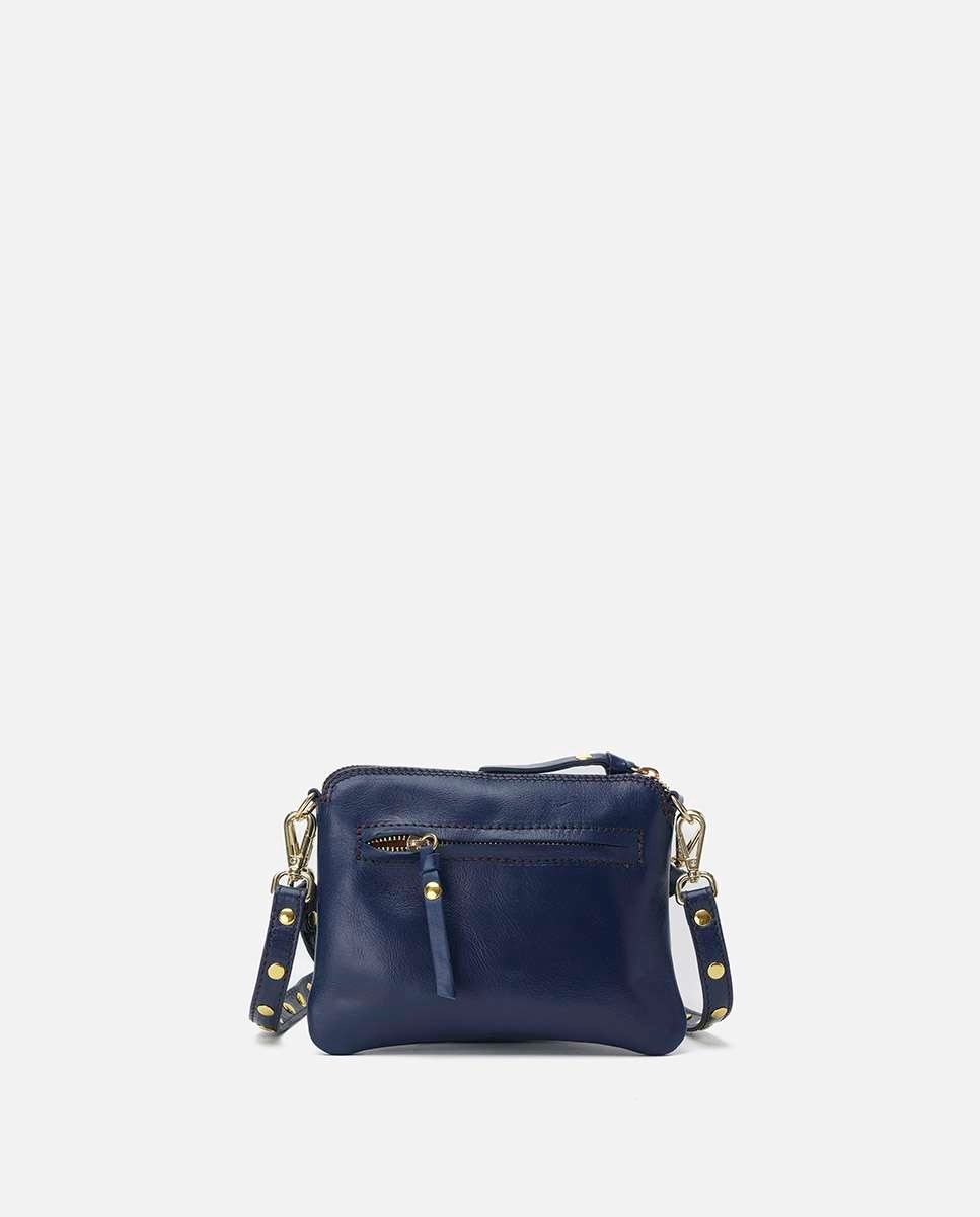 Bolso pequeño de piel bugsy con cierre cremallera - Mercules - Azul marino Azul marino-3