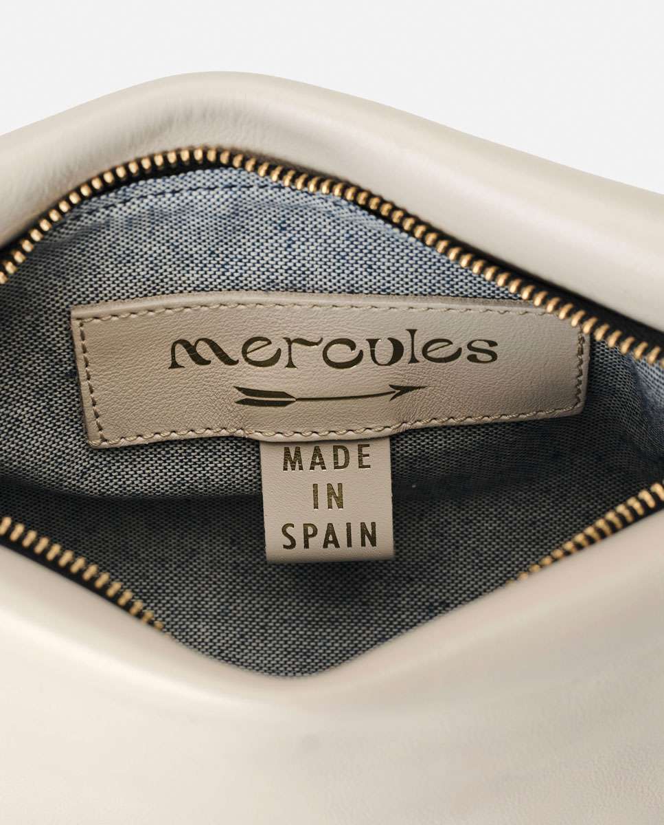 Bolso de hombro apollo de piel mediano forma rectangular - Mercules - Hueso Hueso-3