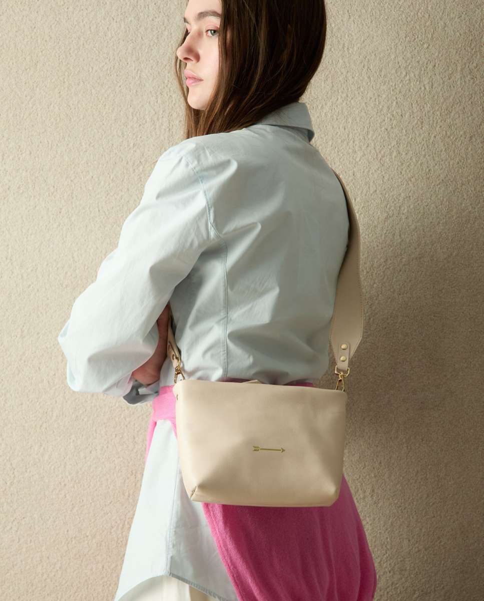 Bolso de hombro apollo de piel mediano forma rectangular - Mercules - Hueso Hueso-2