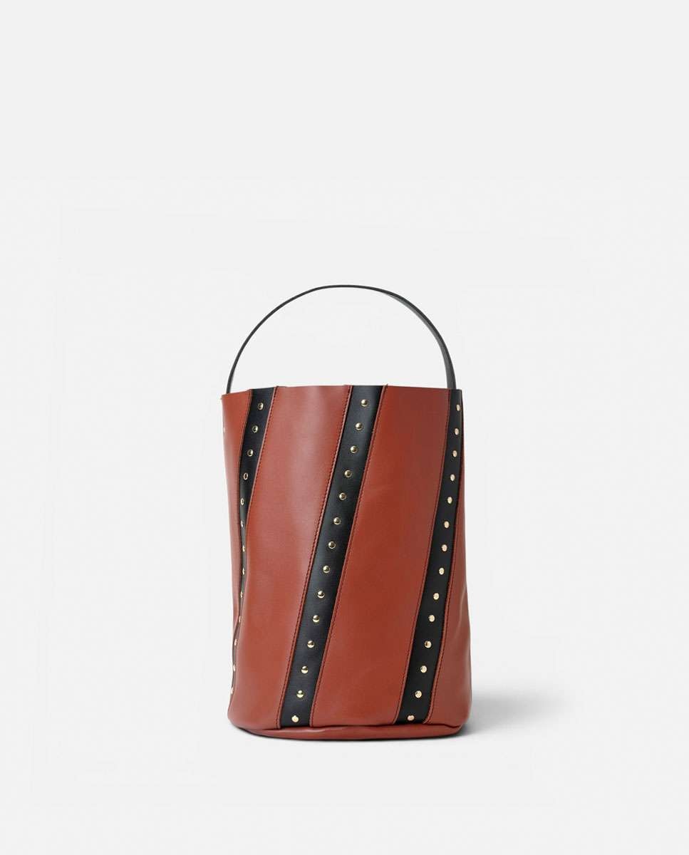 Bolso de hombro bucket twisted remaches de piel grande cubo - Mercules - Teja Teja-1