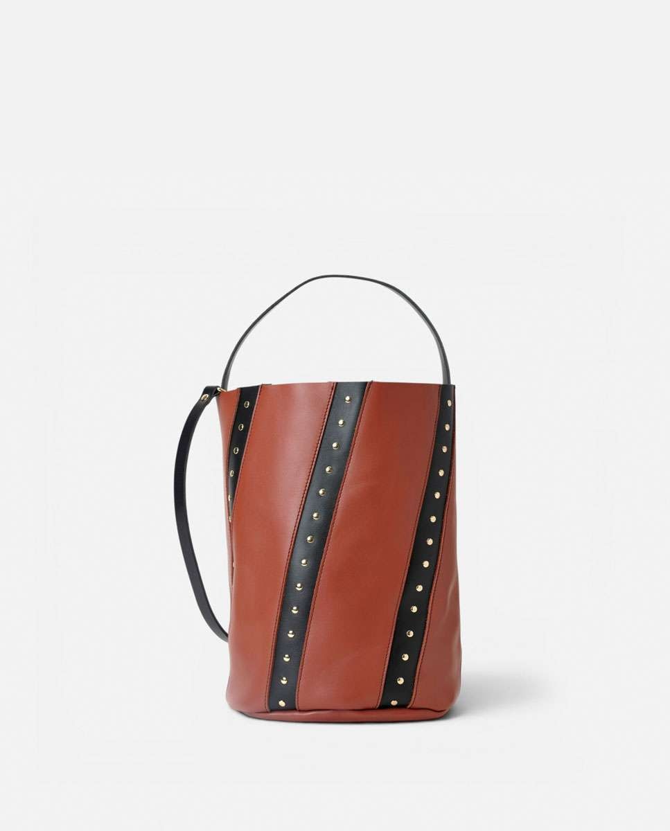Bolso de hombro bucket twisted remaches de piel grande cubo - Mercules - Teja Teja-5