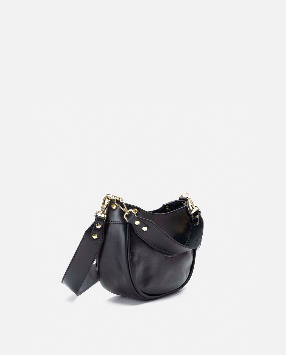 Bolso mediano de piel coney con cierre de cremallera - Mercules - Negro Negro-4