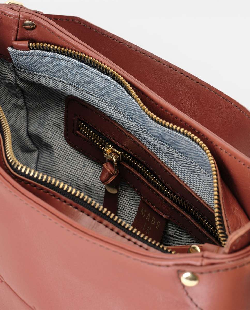 Bolso de hombro coney de piel mediano de luna - Mercules - Teja Teja-6