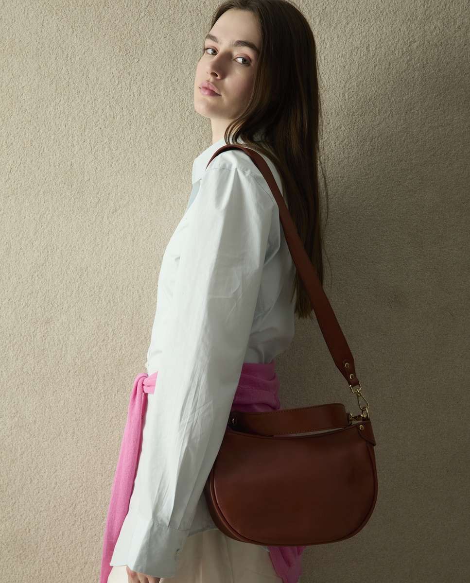 Bolso de hombro coney de piel mediano de luna - Mercules - Teja Teja-2
