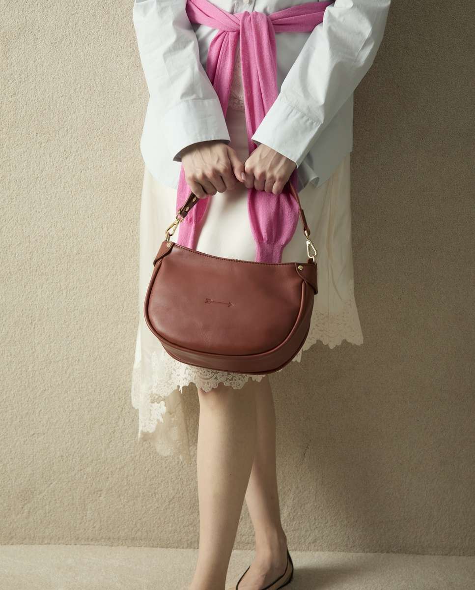 Bolso de hombro coney de piel mediano de luna - Mercules - Teja Teja-3