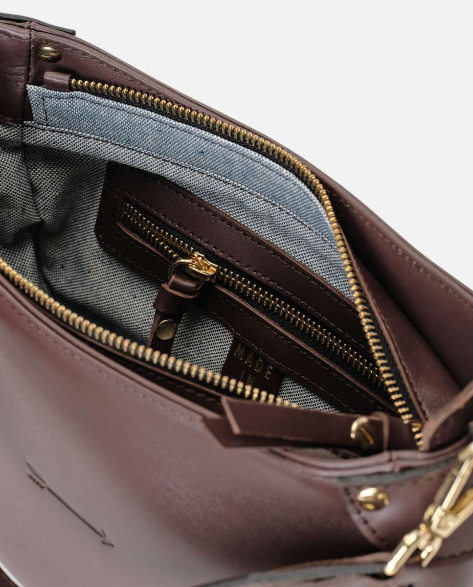 Bolso de hombro coney de piel mediano de luna - Mercules - Marrón oscuro Marrón oscuro-5