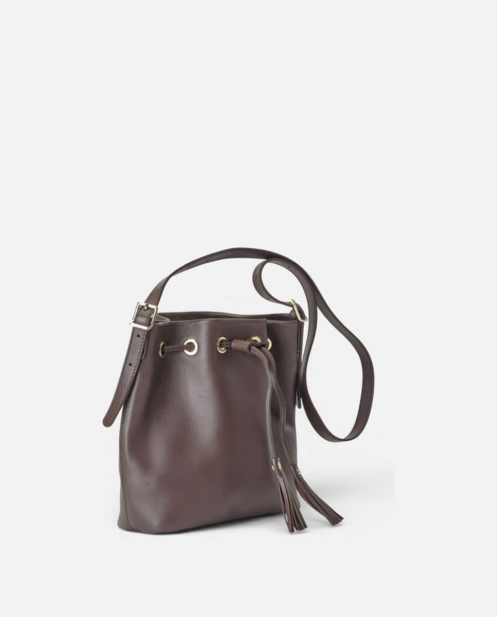Bolso de hombro pampa de piel mediano bombonera - Mercules - Marrón oscuro Marrón oscuro-3