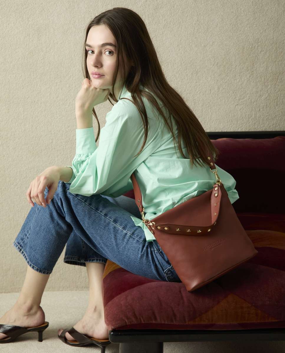 Bolso de hombro tango de piel mediano - Mercules - Teja Teja-2