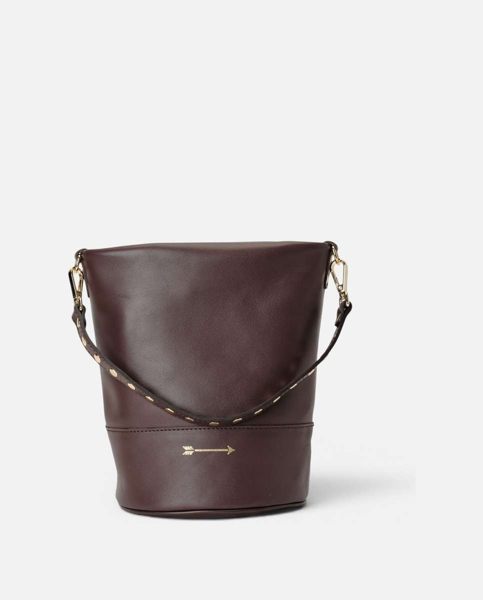 Imagen 1 de Bolso cubo mediano de piel con dos asas desmontables con remaches Cuero