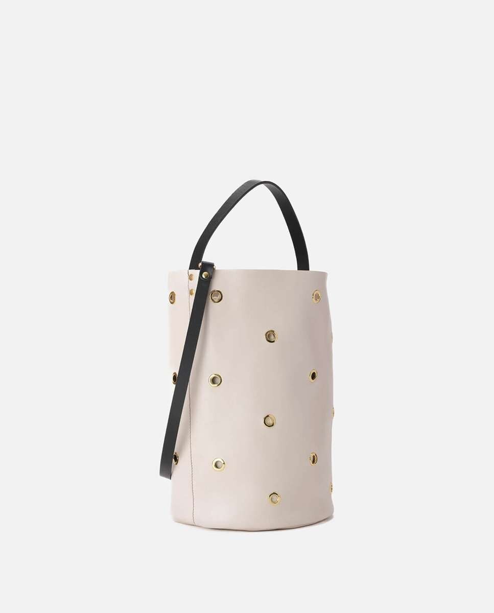 Bolso de hombro bucket trip de piel grande cubo - Mercules - Hueso Hueso-4