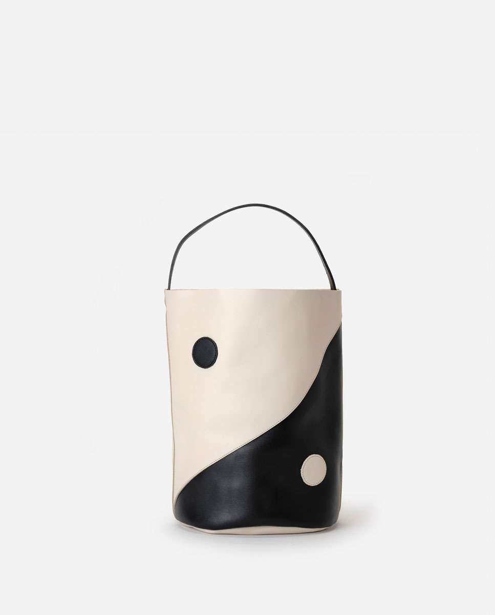 Bolso de hombro bucket yin yang de piel grande cubo - Mercules - Hueso Hueso-1