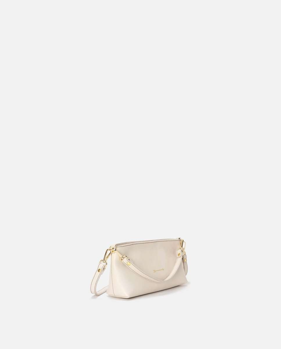Bolso pequeño carri de piel pequeño forma baguette - Mercules - Hueso Hueso-3