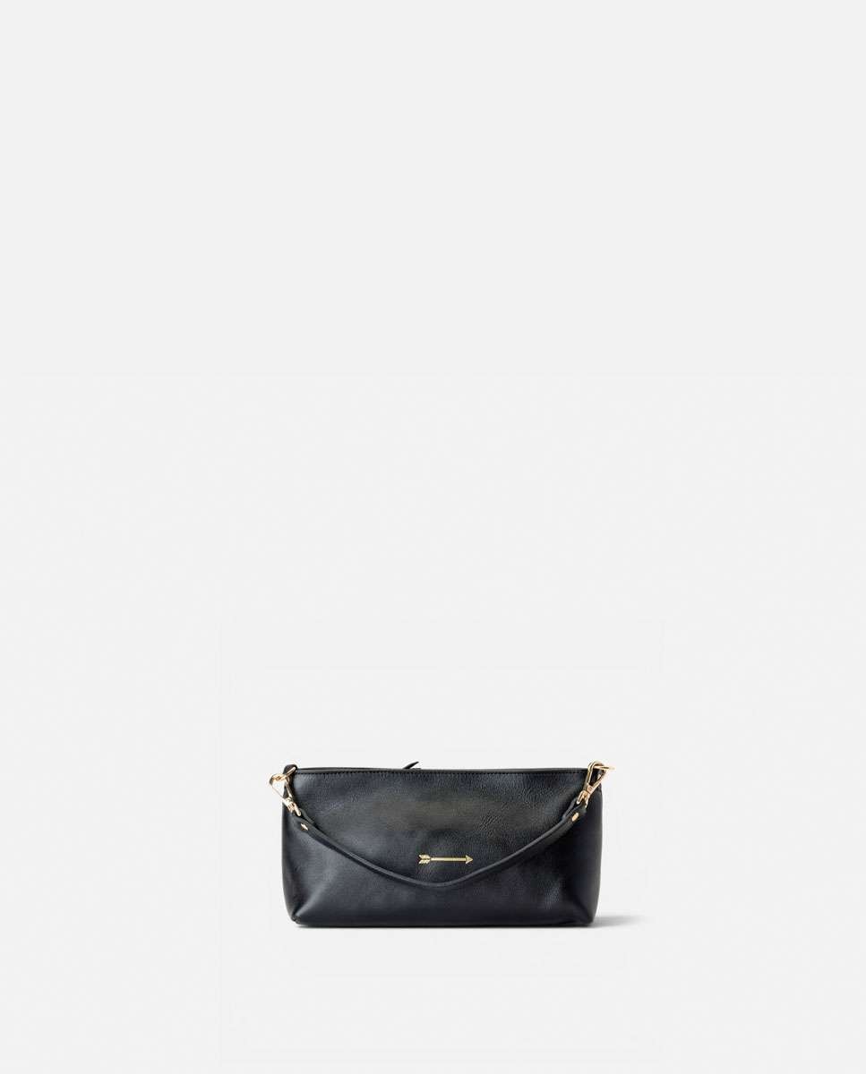 Bolso pequeño carri de piel pequeño forma baguette - Mercules - Negro Negro-1