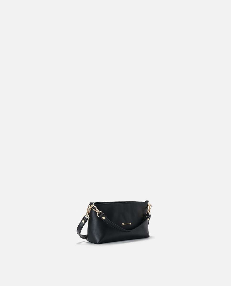 Bolso pequeño carri de piel pequeño forma baguette - Mercules - Negro Negro-3