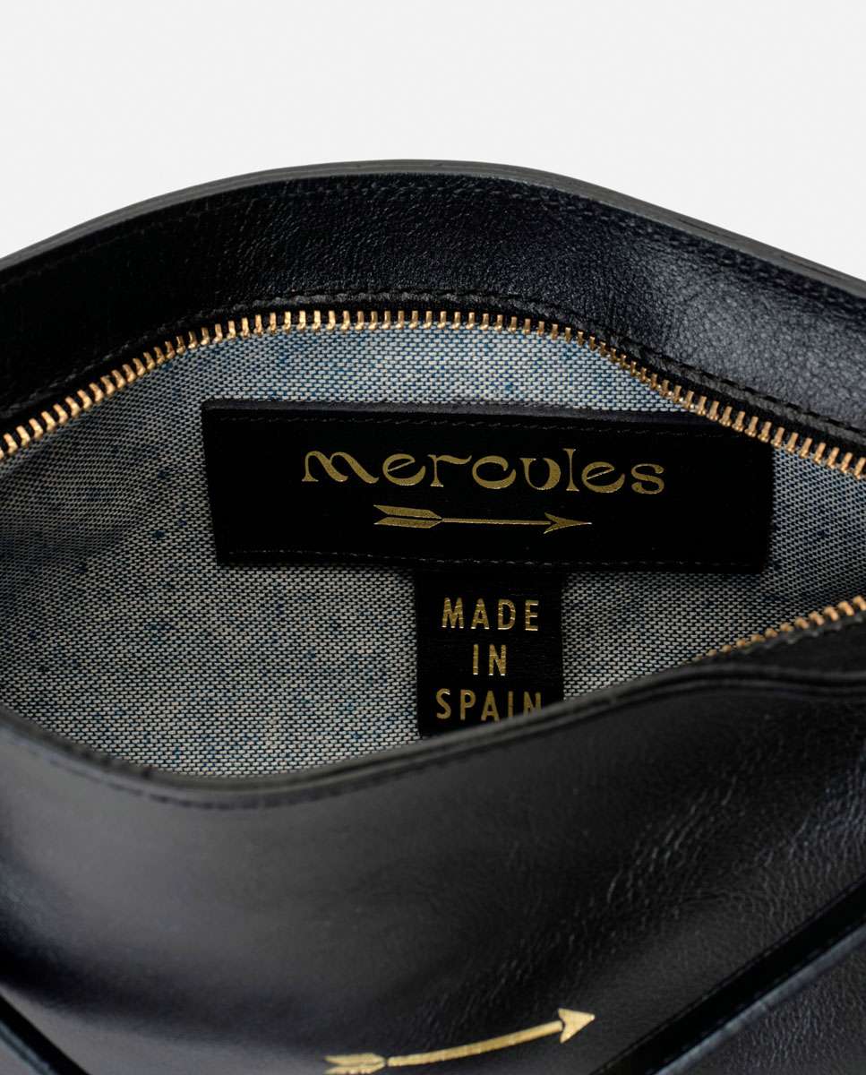 Bolso pequeño carri de piel pequeño forma baguette - Mercules - Negro Negro-5