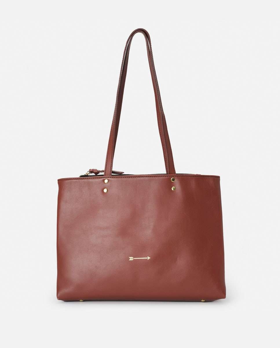 Imagen 0 de Bolso de hombro grande de piel robin large con cierre cremallera Marrón