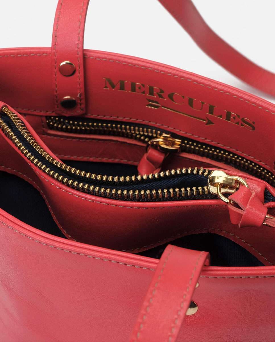 Bolso de hombro grande de piel robin large con cierre cremallera - Mercules - Marrón Marrón-2