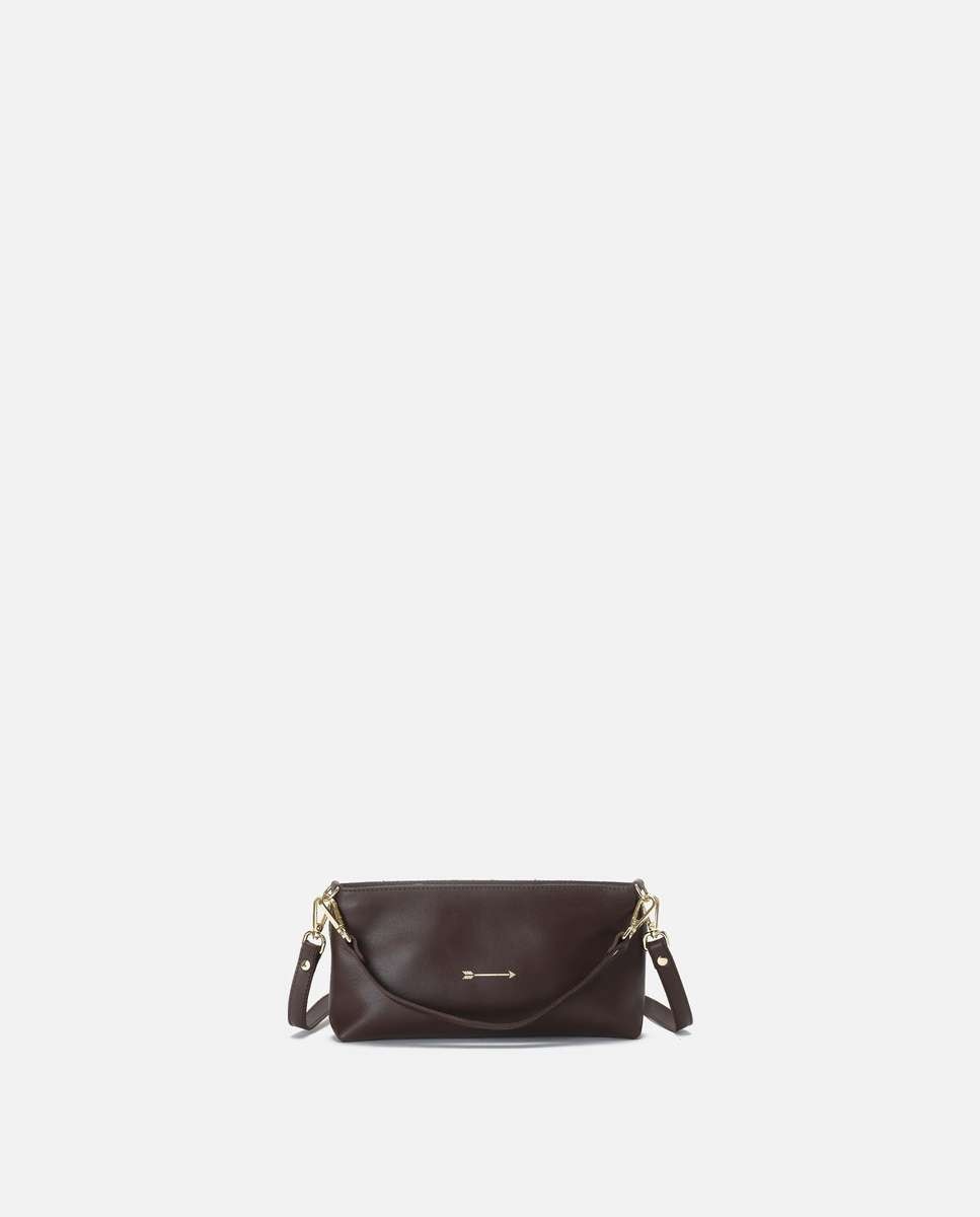 Bolso pequeño carri de piel pequeño forma baguette - Mercules - Marrón oscuro Marrón oscuro-4